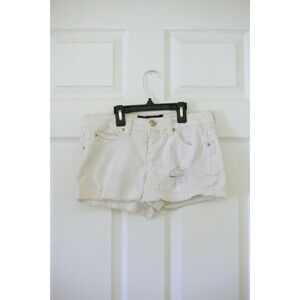 MaxAzria & Miley Cyrus Womens Jr 3 White Distressed Frayed Low Rise Shorts